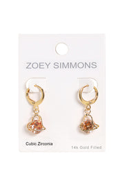 Heart-Shaped Suspended Stone Petite CZ Drop Earrings - GF