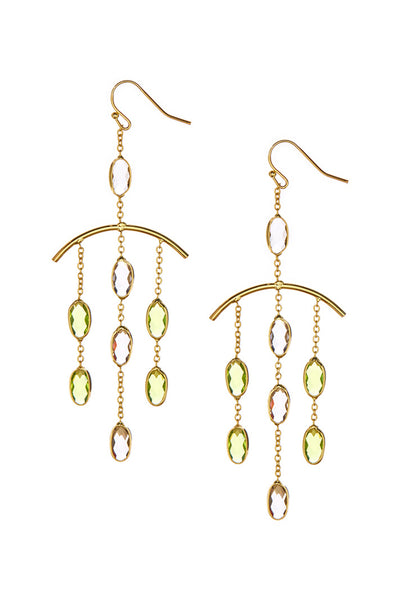 Peridot Crystal & Lavender Crystal Chandelier Earrings - GF