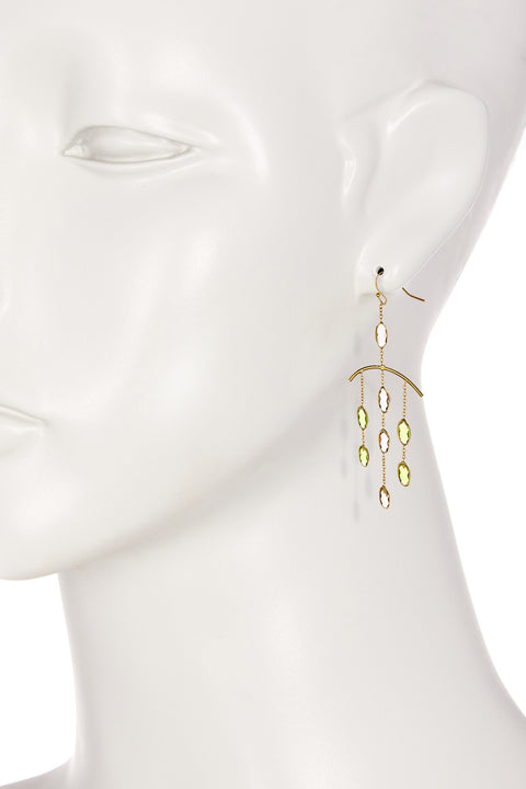 Peridot Crystal & Lavender Crystal Chandelier Earrings - GF