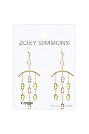 Peridot Crystal & Lavender Crystal Chandelier Earrings - GF