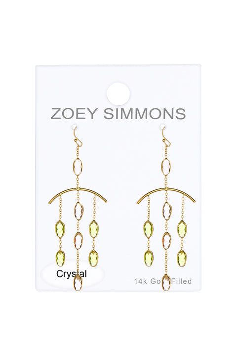 Peridot Crystal & Lavender Crystal Chandelier Earrings - GF