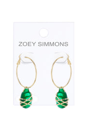 Emerald Crystal Wrapped Hoop Earrings In Gold - GF