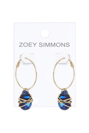 London Blue Crystal Wrapped Hoop Earrings In Gold - GF