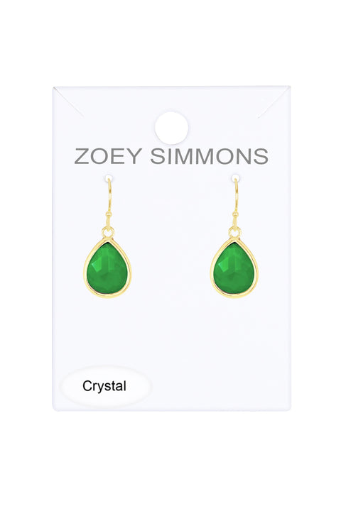 Green Chalcedony Crystal Teardrop Earrings - GF
