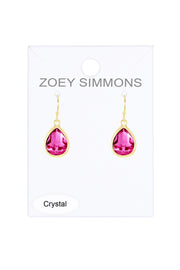Raspberry Crystal Teardrop Earrings - GF