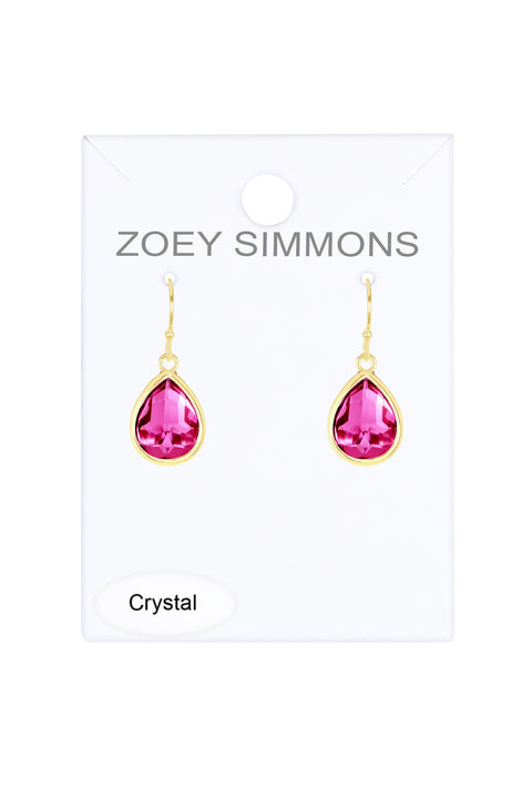 Raspberry Crystal Teardrop Earrings - GF