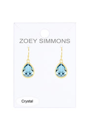 Sky Blue Crystal Teardrop Earrings - GF