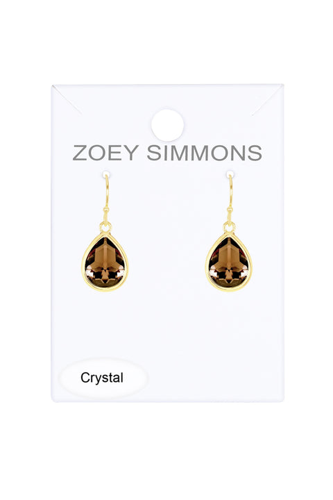 Smoky Crystal Teardrop Earrings - GF