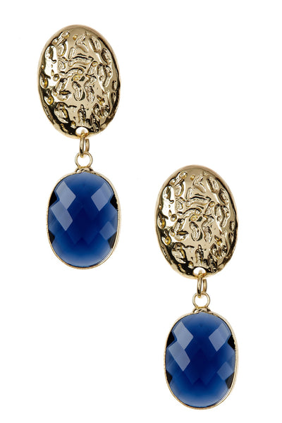 London Blue Crystal Oval Stud Earrings - GF