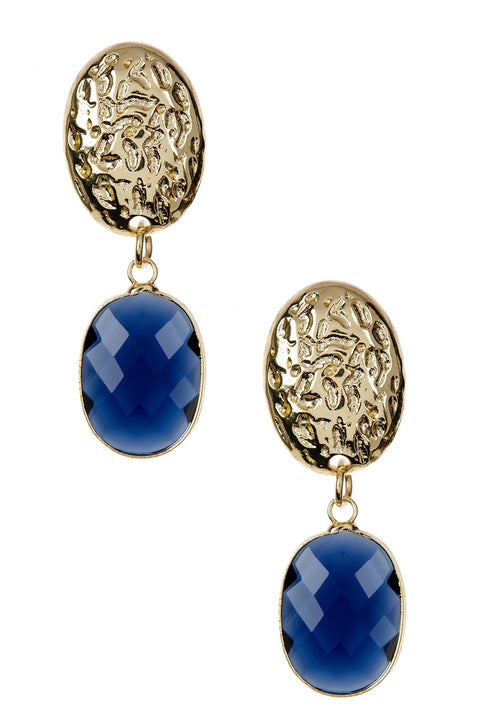 London Blue Crystal Oval Stud Earrings - GF