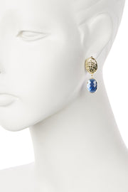London Blue Crystal Oval Stud Earrings - GF