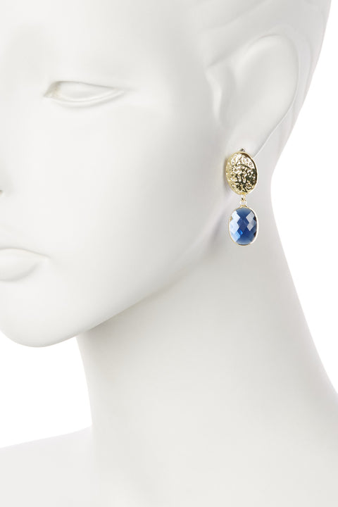 London Blue Crystal Oval Stud Earrings - GF