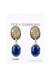 London Blue Crystal Oval Stud Earrings - GF
