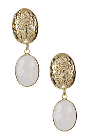 Moonstone Crystal Oval Stud Earrings - GF