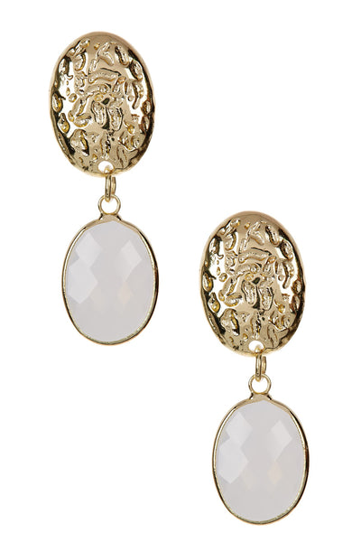 Moonstone Crystal Oval Stud Earrings - GF