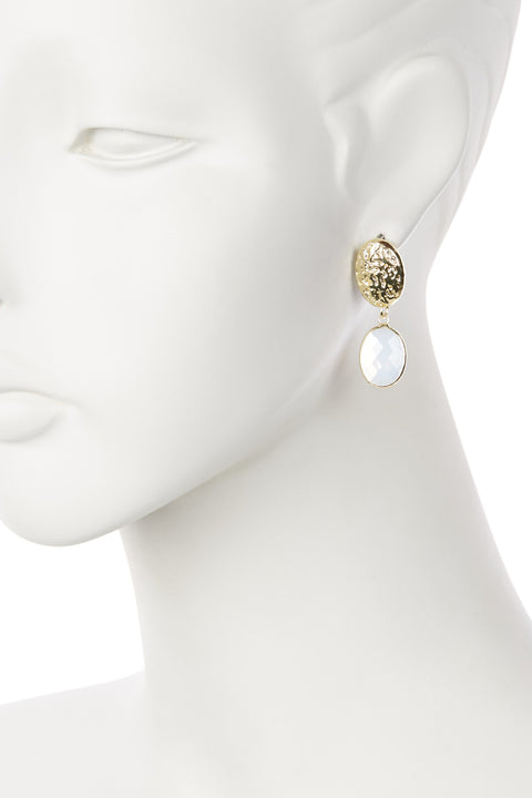 Moonstone Crystal Oval Stud Earrings - GF