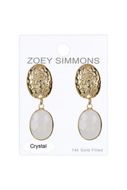 Moonstone Crystal Oval Stud Earrings - GF