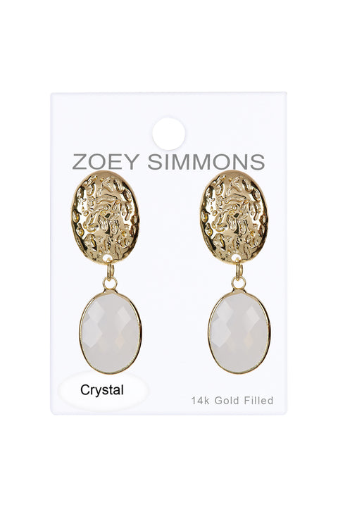 Moonstone Crystal Oval Stud Earrings - GF