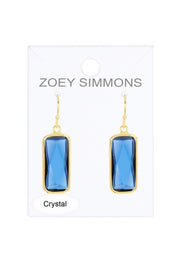 London Blue Crystal Rectangle Earrings In Gold - GF