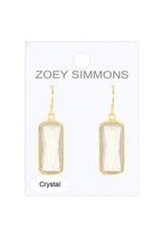 Moonstone Crystal Rectangle Earrings In Gold - GF