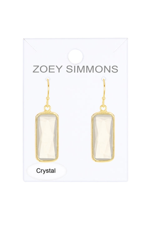 Moonstone Crystal Rectangle Earrings In Gold - GF