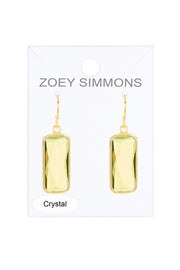 Peridot Crystal Rectangle Earrings In Gold - GF