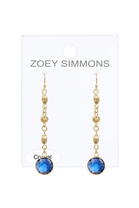 London Blue Crystal Drop Earrings In Gold - GF