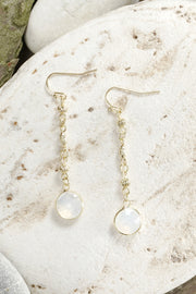 Moonstone Crystal Drop Earrings In Gold - GF