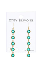 Stacked Teal Crystal Drop Earrings - GF