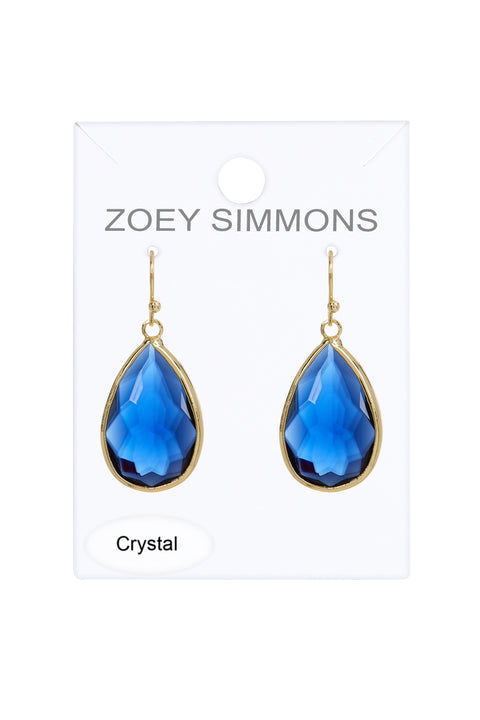 London Blue Crystal Pear Cut Drop Earrings In Gold - GF
