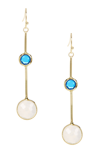 Moonstone Crystal & Blue Crystal Dangle Earrings - GF