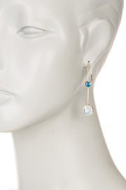 Moonstone Crystal & Blue Crystal Dangle Earrings - GF