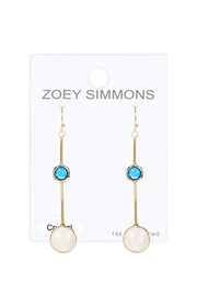 Moonstone Crystal & Blue Crystal Dangle Earrings - GF