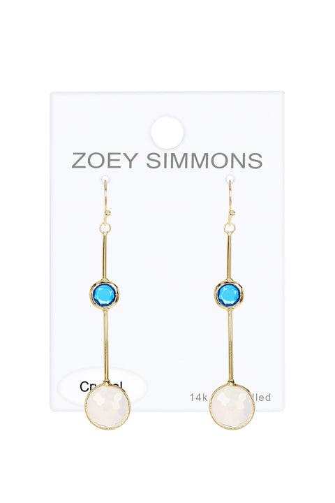 Moonstone Crystal & Blue Crystal Dangle Earrings - GF