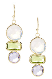 Moonstone Crystal & Peridot Crystal Drop Earrings - GF