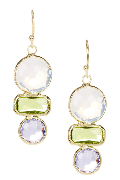Moonstone Crystal & Peridot Crystal Drop Earrings - GF