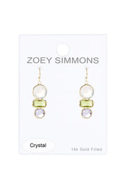 Moonstone Crystal & Peridot Crystal Drop Earrings - GF