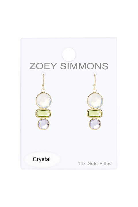 Moonstone Crystal & Peridot Crystal Drop Earrings - GF
