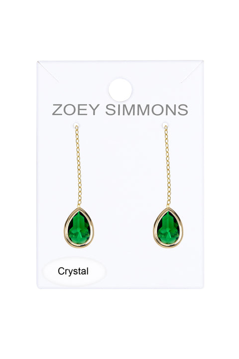 Emerald Crystal Threader Drop Earrings - GF