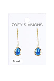 Swiss Blue Crystal Threader Drop Earrings - GF