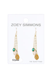 Rose Quartz & Rose Charm Drop Earrings - GF