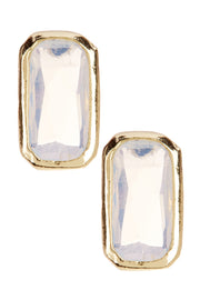 Moonstone Crystal Rectangle Stud Earrings - GF