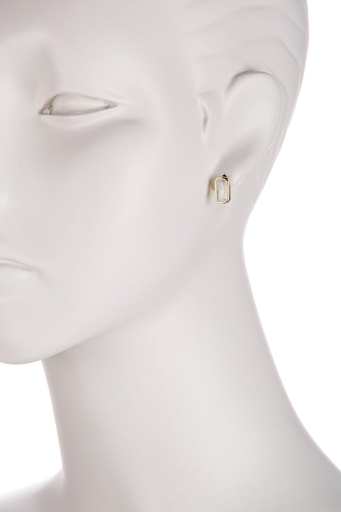 Moonstone Crystal Rectangle Stud Earrings - GF