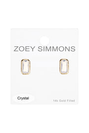 Moonstone Crystal Rectangle Stud Earrings - GF
