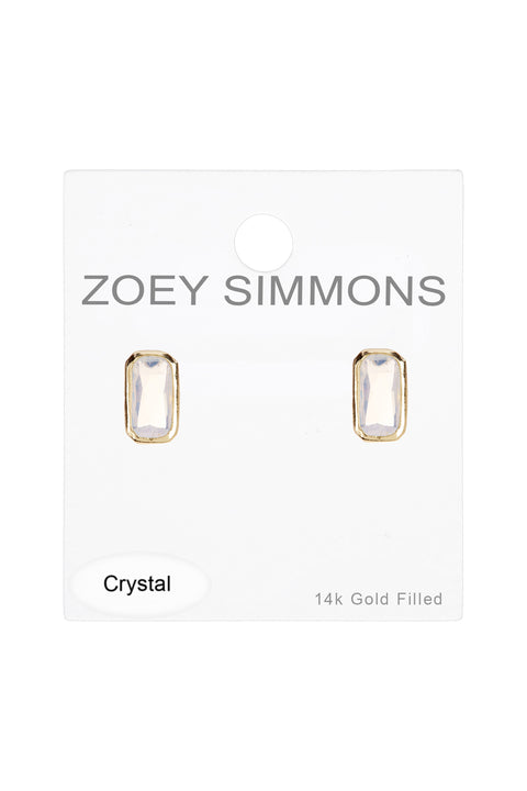 Moonstone Crystal Rectangle Stud Earrings - GF