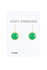 Green Chancedony Crystal Round Earrings - GF