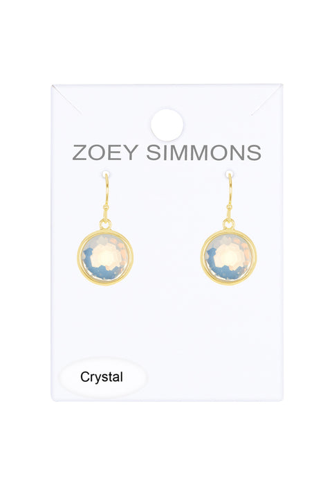 Moonstone Crystal Round Drop Earrings - GF