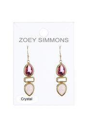 Raspberry Mixed Crystal Drop Earrings - GF