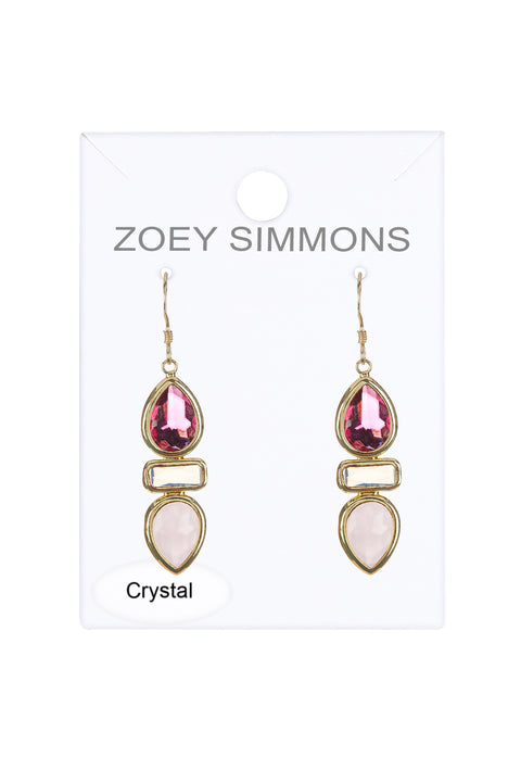 Raspberry Mixed Crystal Drop Earrings - GF