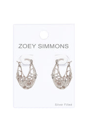 Floral Filigree Lever Back Hoop Earrings - SF